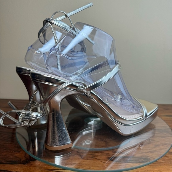 Gold Strappy Heeled Sandals - Picture 5 of 16